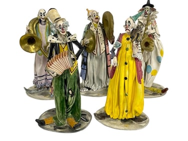 SET OF 5 LONGO CERVA SAD CLOWN BAND FIGURINES