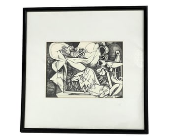 MODERNIST INK DRAWING STILL LIFE 17"