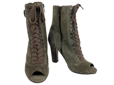 SAM EDELMAN BELMONT PEEP TOE SUEDE ANKLE BOOTS