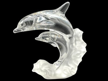 LENOX CRYSTAL DOLPHINS RIDING WAVE FIGURINE 6"