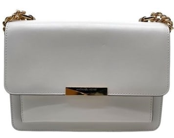 MICHAEL KORS HANDBAG WHITE 11" GOLD CHAIN STRAP