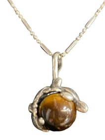 STERLING SILVER TIGERS EYE TURTLES NECKLACE VNTG