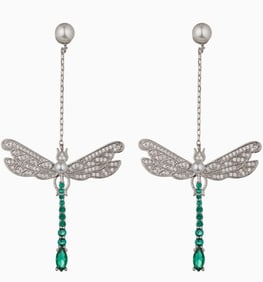 NEW!! GREEN DRAGONFLY CZ EARRINGS