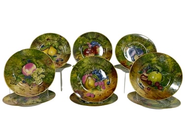 LIMOGES FRANCE ROCHARD FRUIT DINNER PLATES 10"