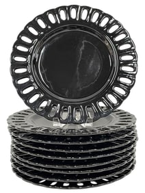 GRAZIA DERUTA BLACK DINNER PLATES 12" SET OF 9