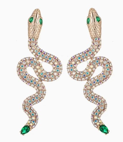 NEW! EYECANDY SNAKE DANGLE CZ STATEMENT EARRINGS (1 of 2)