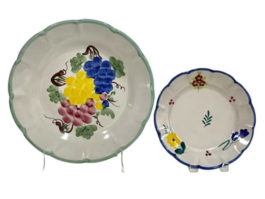 SET OF 2 HAND PAINTED ITALIAN PLATES 13"