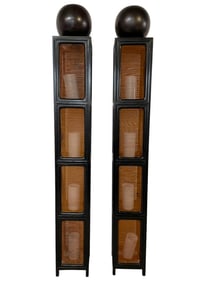 ANTIQUE 1870 BEIJING BLACK LACQUERED CANDLESTANDS 83"