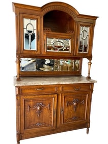 FRENCH ANTIQUE CARVED SIDEBOARD & CHINA CABINET