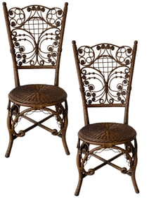ANTIQUE VICTORTIAN STYLE WICKER PORTRAIT CHAIRS