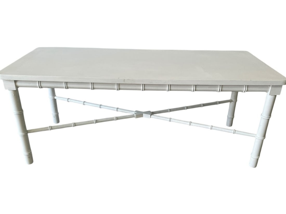 FAUX BAMBOO WHITE COFFEE TABLE 44" (1 of 6)
