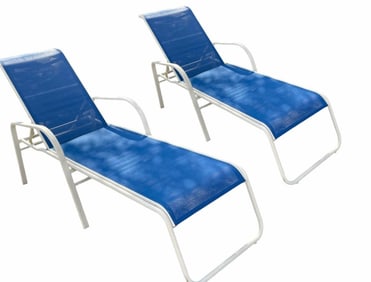 PAIR OF WINDWARD ALUMINUM RECLINING SUN  CHAIRS