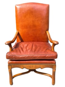 TROUVAILLES REGENCY STYLE LEATHER  ARMCHAIR