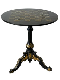 LOUIS XV STYLE CHESS TABLE W MOTHER OF PEARL TOP