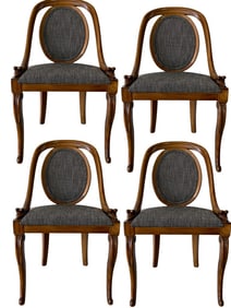 4 1920'S FRENCH ART DECO GOOSEHEAD DINING CHAIRS