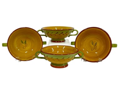 HOUSTON HARVEST PEDESTAL SOUP BOWLS SET OF 4