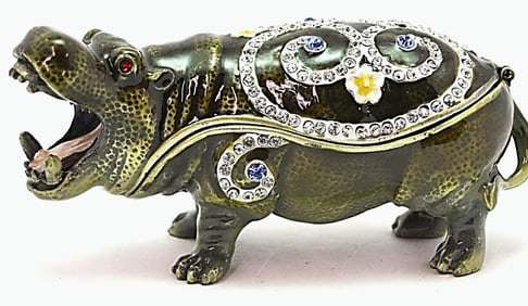 NEW! HIPPOPOTAMUS TRINKET BOX 4"