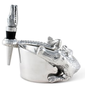 NEW! ARTHUR COURT ALLIGATOR WINE COASTER/STOPPER