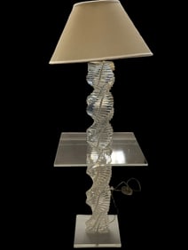 MID MOD STACKED LUCITE TABLE LAMP 59"