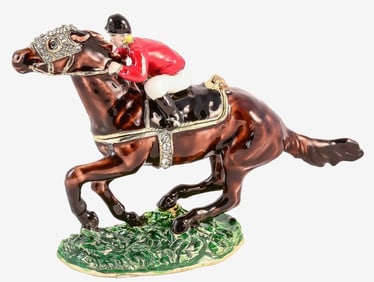 NEW! JOCKEY STYLE TRINKET BOX 4.5"