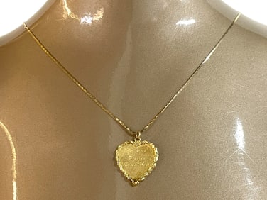 14K GOLD NECKLACE WITH ENGRAVED HEART PENDANT