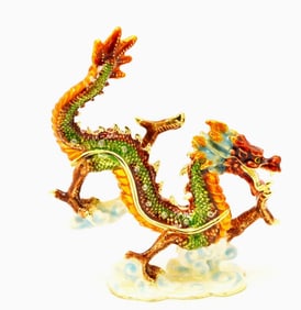 NEW! STRONGWATER STYLE ASIAN DRAGON TRINKET BOX
