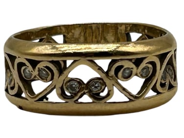 14K GOLD RING WITH HEART FILAGREE SIZE 6.5