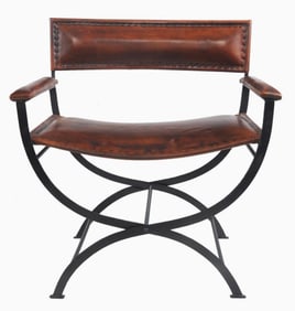 NEW! MID MOD LEATHER DIRECTOR ACCENT CHAIR