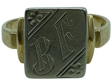 14K WHITE AND YELLOW GOLD SIGNET RING 6 G