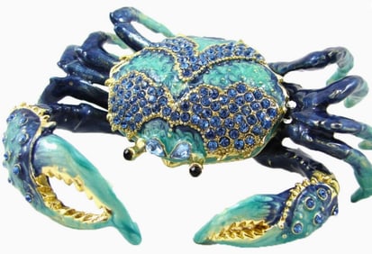 NEW! JEWELED BLUE CRAB BOX 4"