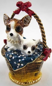 NEW! JAY STRONGWATER STYLE CHIHUAHUA BASKET BOX 3"