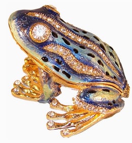 NEW! JAY STRONGWATER STYLE BLUE FROG BOX 2 1/4"