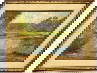 M. KOSTOSWI LANDSCAPE OIL PAINTING 32"