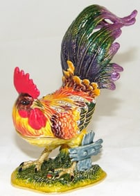 NEW! JAY STRONGWATER STYLE JEWELED ROOSTER BOX 4"