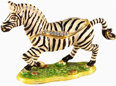 NEW! JAY STRONGWATER STYLE JEWELED ZEBRA BOX 4"