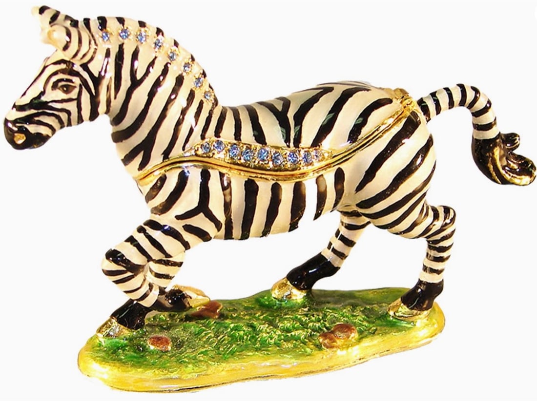 NEW! JAY STRONGWATER STYLE JEWELED ZEBRA BOX 4" (1 of 2)