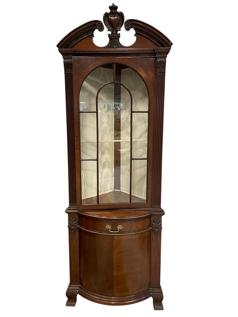 GEORGIAN STYLE MAHOGANY CORNER CABINET 82" (1 of 6)
