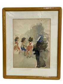 VINTAGE WATERCOLOR PAINTING 22"