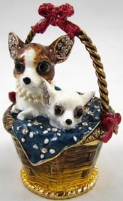 NEW! JAY STRONGWATER STYLE CHIHUAHUA BASKET BOX 3"
