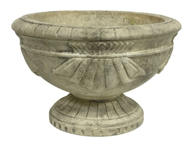 CAST STONE RAISED DECORATED PLANTER URN 15"
