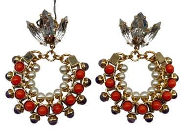 NEW ANTON HEUNIS HOOPS W/ CORAL AMETHYST PEARL