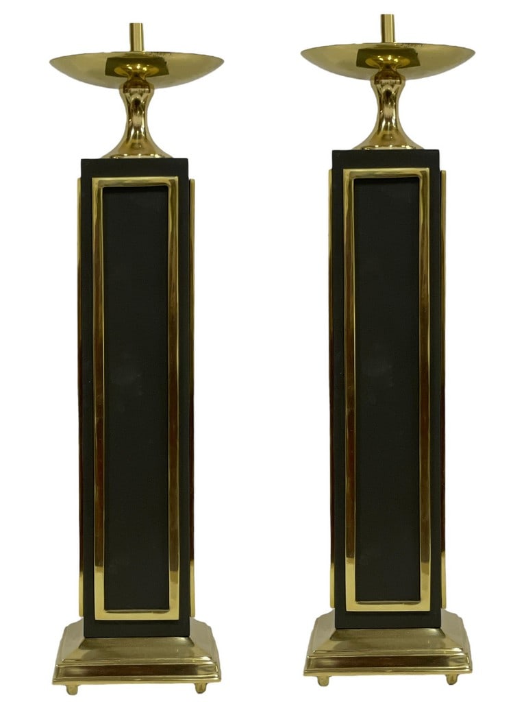 MAISON CHARLES STYLE BRASS TABLE LAMPS 37" (1 of 7)