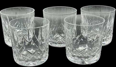 SET OF 5 WATERFORD STYLE ROCKS WHISKEY GLASSES