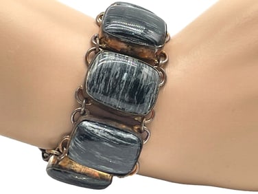 FALCON'S EYE STERLING SILVER BRACELET