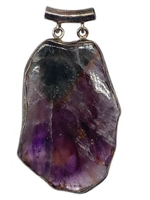 SILVER AND AMETHYST PENDANT 2.5"