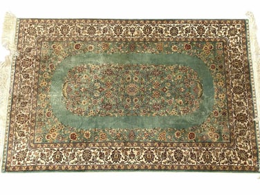 TURKISH HAND KNOTTED SILK RUG 48"