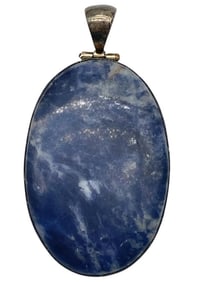 SILVER OVAL AGATE PENDANT 3"