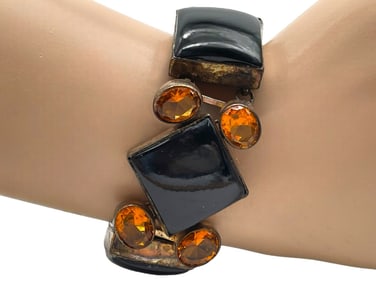 STERLING SILVER BLACK AGATE BRACELET