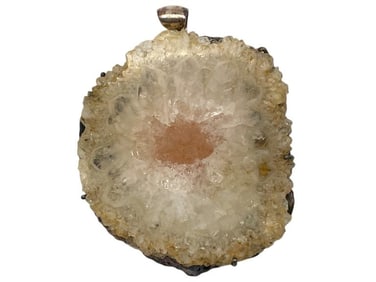 STERLING SILVER LEMON QUARTZ LARGE PENDANT 3"