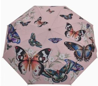 NEW! ANUSCHKA PINK BUTTERFLY PRINTED UMBRELLA
